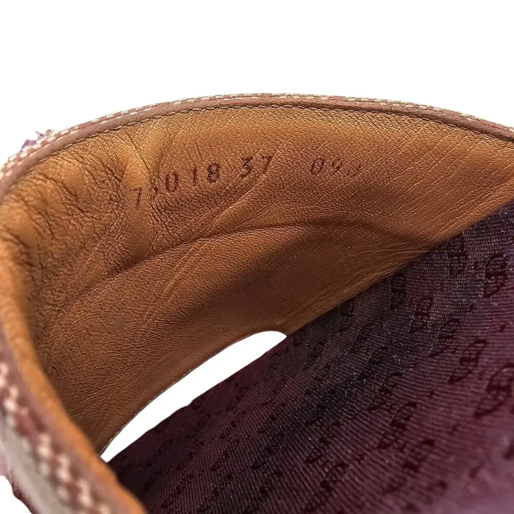 Gucci GG Monogram Angelina Platform Chunky Slide Sandal Size 37 US 7 Brown Beige